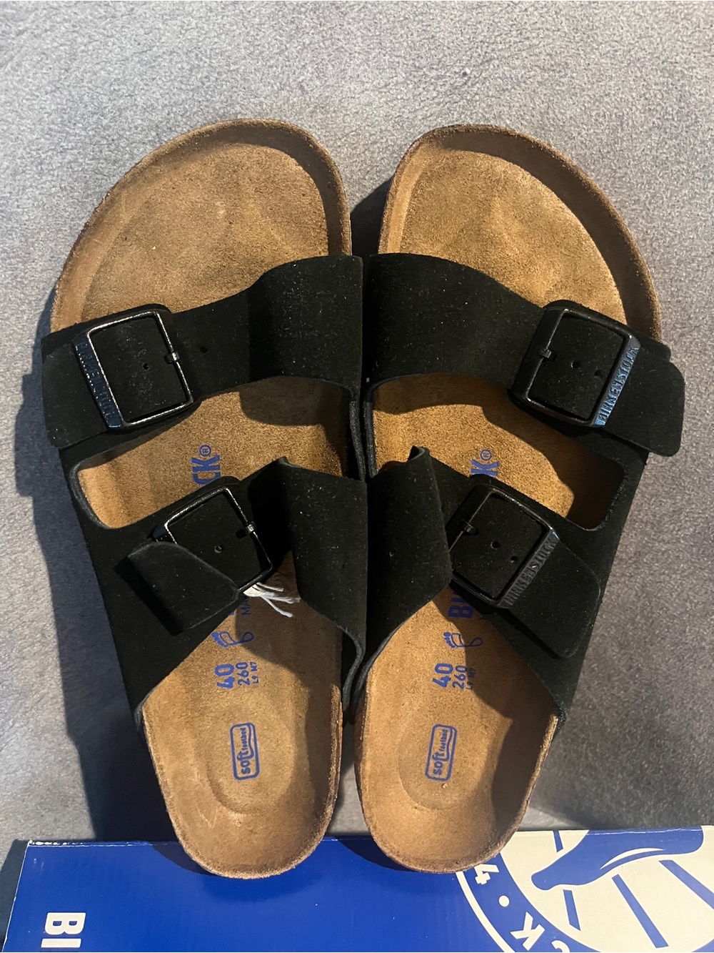 Birkenstock Women’s Arizona Sandals Black Suede Soft Footbed Size 9 US 40 EU